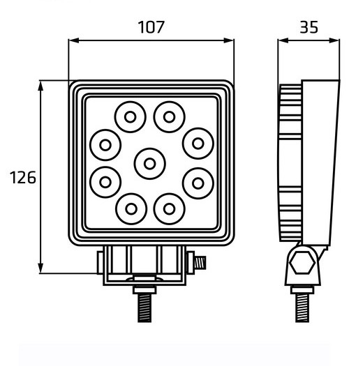 LUZ TRABALHO 12/24V 9XLED 18W 1100 LM
