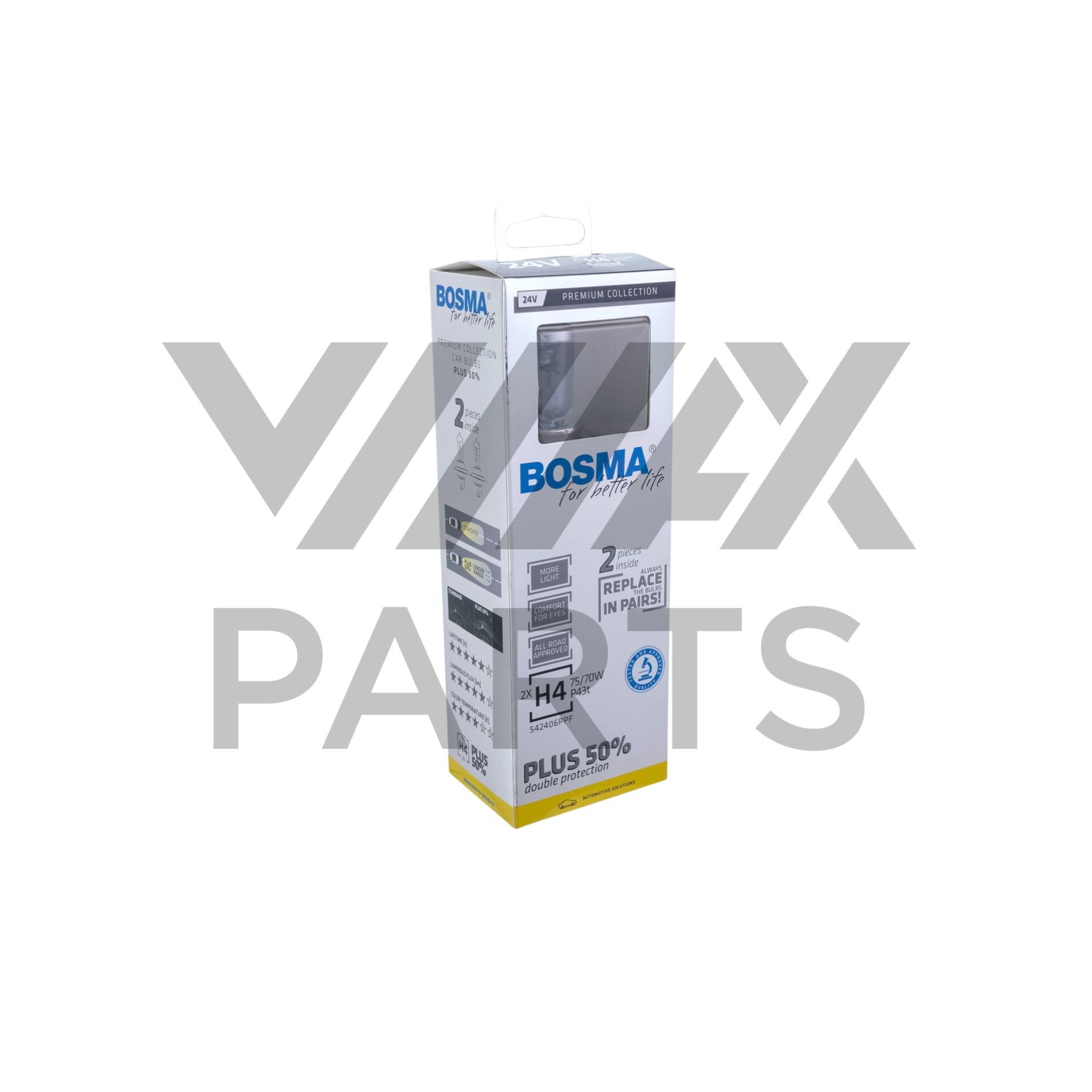 KIT LAMPADAS PLUS 50% 24V 75/70W H4 P43t